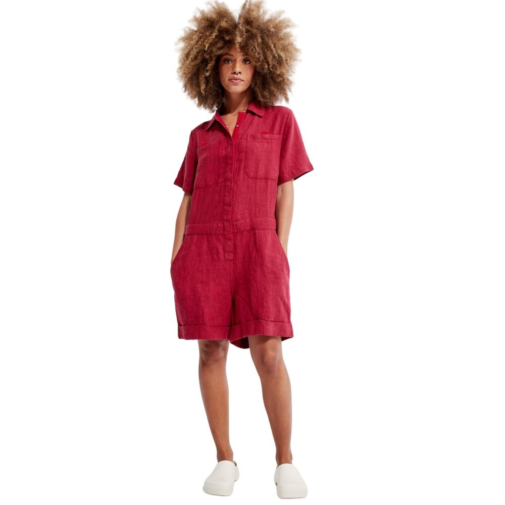 BACK BEAT CO Women's Boiler Romper in Red Apple size Small
